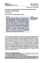 First page of "Provenance and Deception: Tracking Counterfeit Luther Pamphlets in Wittenberg", Reformations, 30:1 (2025), pp. 1-40.